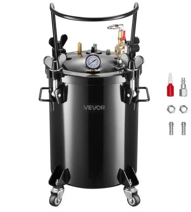 Main image of VEVOR Pressure Pot Paint Tank, 7.9 Gal/30 L Heavy Duty Steel Air Tool Pressure Pot, Spray Paint Pressures Pots with Three Quick-Connect Couplers for Home Use, DIY, Art Creations, Large-Diameter Tank