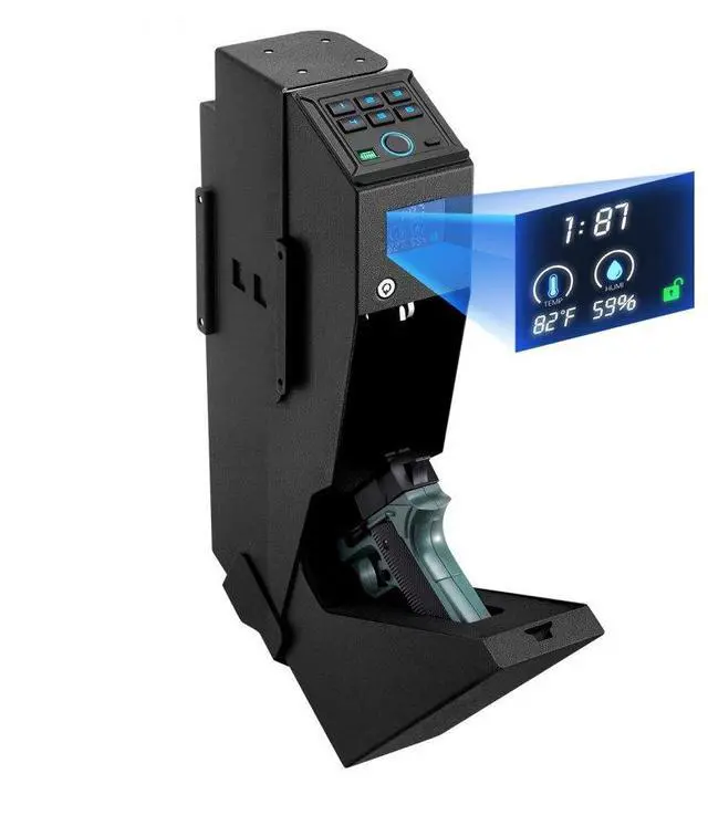 Main image of VEVOR Gun Safe, Slider Handgun Gun Safe with Screen, Fingerprint/Password/Key, 3-Way Quick Access Firearm Case Box with LED for 1 Pistol & Magazine, Mounted Gun Box for Nightstand Bedside Desk Car