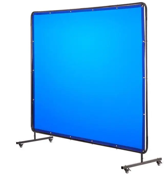 Main image of VEVOR Welding Screen with Frame, 6 x 8 FT Welding Curtain Screen, Flame-Resistant Vinyl Safety Protection Screens with Lockable Swivel Wheels & 6-Level UV Protection for Workshop/Industrial Use, Blue