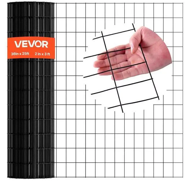 Main image of VEVOR Hardware Cloth 36 in x 25 ft, 2 x 3 in Mesh 16 Gauge Galvanized Wire Mesh Roll, Weather-Resistant Vinyl Coated Chicken Wire Fencing, Heavy Duty Welded Garden Plant Fencing for Rabbit Cage Snake