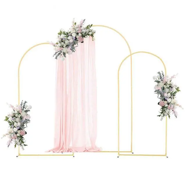 Main image of VEVOR Arch Backdrop Stand, Set of 3, 7.2/6.6/6 ft, Stable Structure, Easy Assembly, Gold Metal Arch Backdrop Stand for Wedding, Birthday Party, Graduation, Holiday Celebration, and Ceremony Decoration