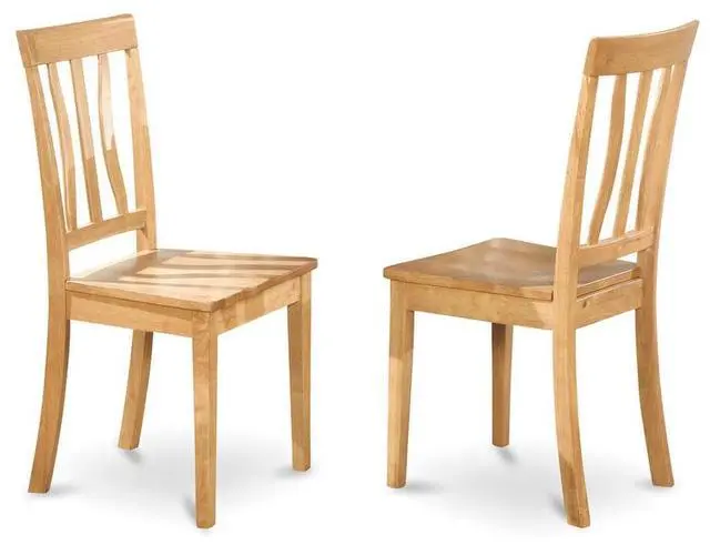 Alt view image 3 of 5 - Set of 2 Chairs ANC-OAK-W Antique Kitchen dining Chair Wood Seat with Oak Finish