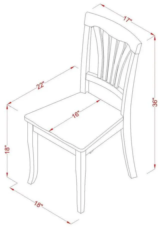 Alt view image 5 of 5 - Set of 2 Chairs AVC-SBR-W Avon Chair with Wood Seat - Saddle Brow Finish