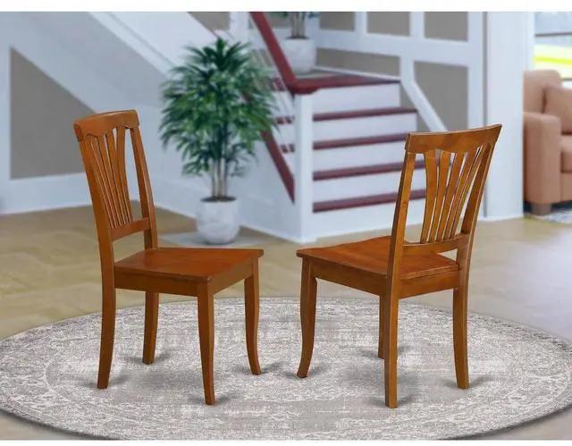 Alt view image 4 of 5 - Set of 2 Chairs AVC-SBR-W Avon Chair with Wood Seat - Saddle Brow Finish