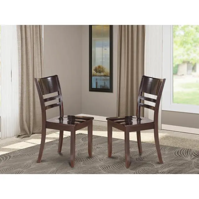 Alt view image 4 of 5 - Set of 2 Chairs LYC-CAP-W Lynfield Dining Chair with Wood Seat in Cappuccino Finish