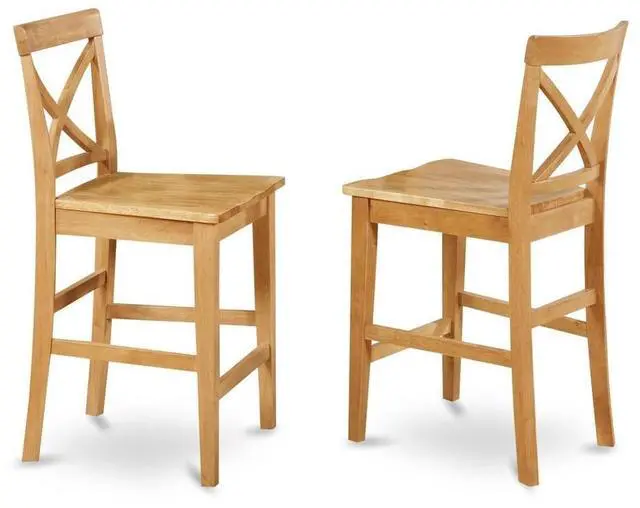Alt view image 3 of 4 - Set of 2 Chairs PBS-OAK-W X-Back stool with wood counter seat in Oak finish