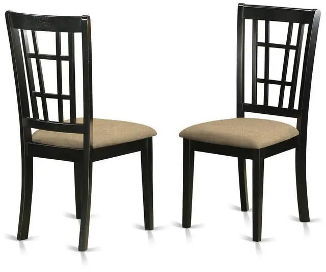 Alt view image 3 of 4 - Set of 2 Chairs NIC-BLK-C Nicoli Kitchen Chair with Microfiber Upholstered Seat