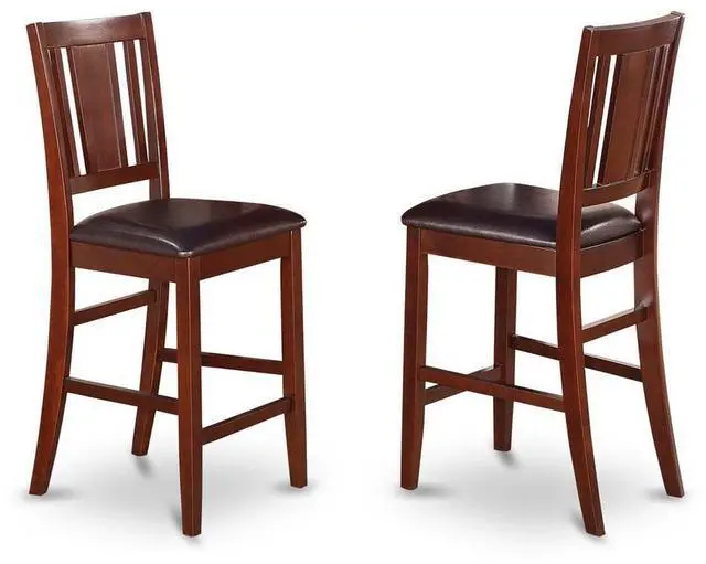 Alt view image 3 of 5 - Set of 2 Chairs BUS-MAH-LC Buckland Counter Height Dining Chair with Leather Uphostered Seat in Mahogany Finish