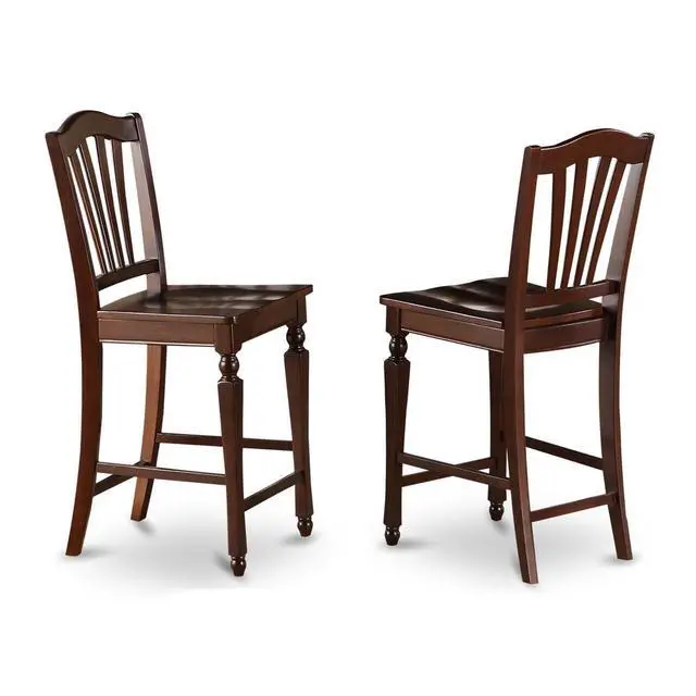 Alt view image 3 of 5 - Set of 2 Chairs CHS-MAH-W Chelsea Stools with wood seat, 24" seat height