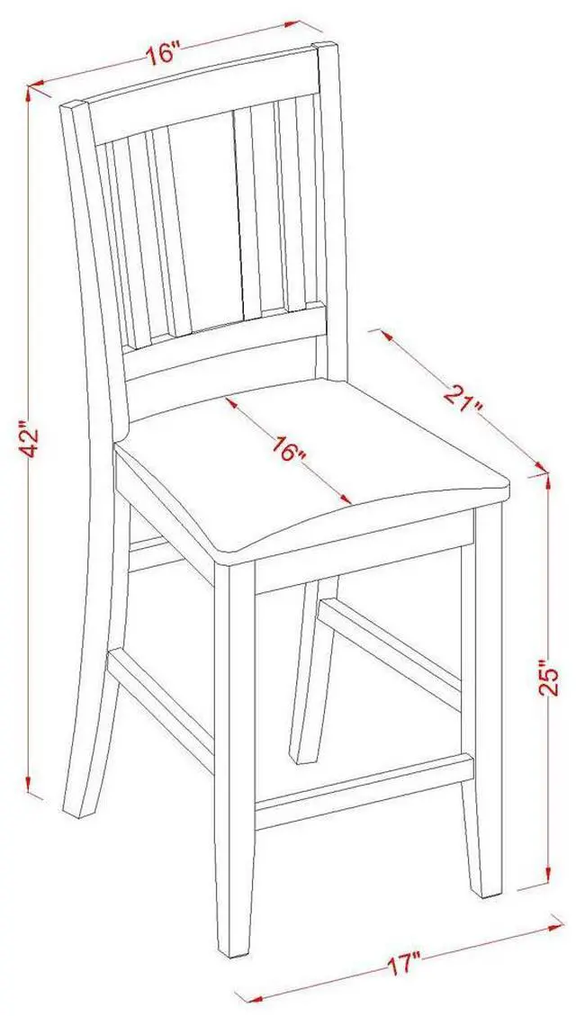 Alt view image 5 of 5 - Set of 2 Chairs BUS-MAH-LC Buckland Counter Height Dining Chair with Leather Uphostered Seat in Mahogany Finish