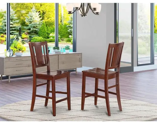 Alt view image 4 of 5 - Set of 2 Chairs BUS-MAH-W Buckland Counter Height Dining room Chair with Wood Seat in Mahogany Finish