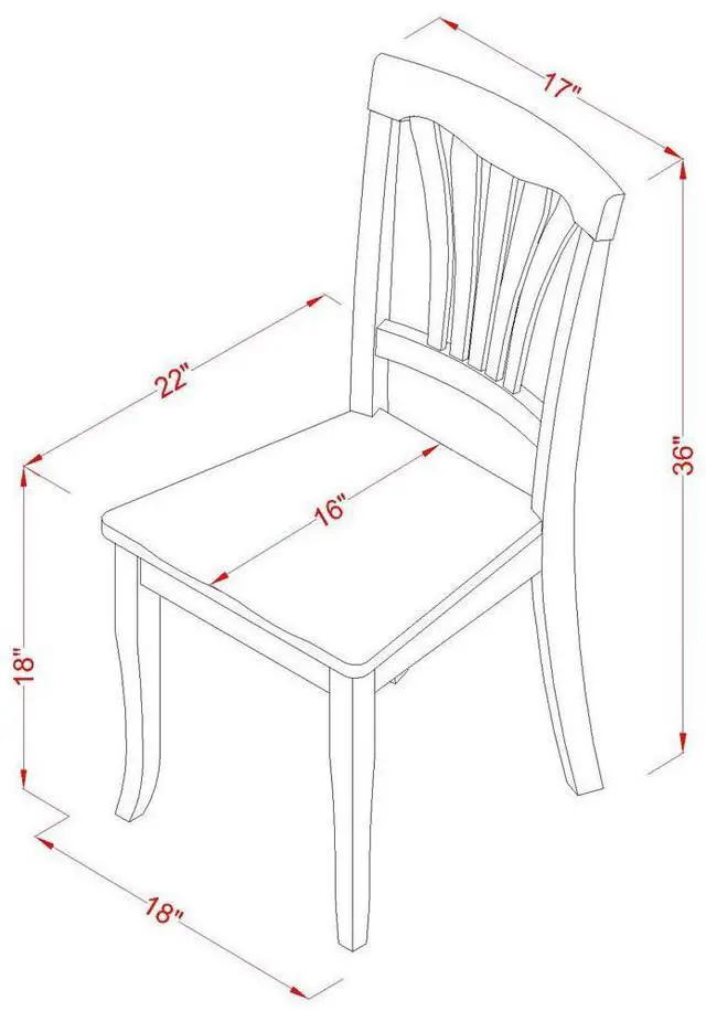 Alt view image 5 of 5 - Set of 2 Chairs AVC-BLK-W Avon Chair for dining room Wood Seat-Black and Cherry Finish