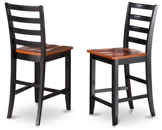 Alt view image 3 of 5 - Set of 2 Chairs FAS-BLK-W Fairwinds Stool Microfiber Upholstered Seat with lader back in Black & Cherry