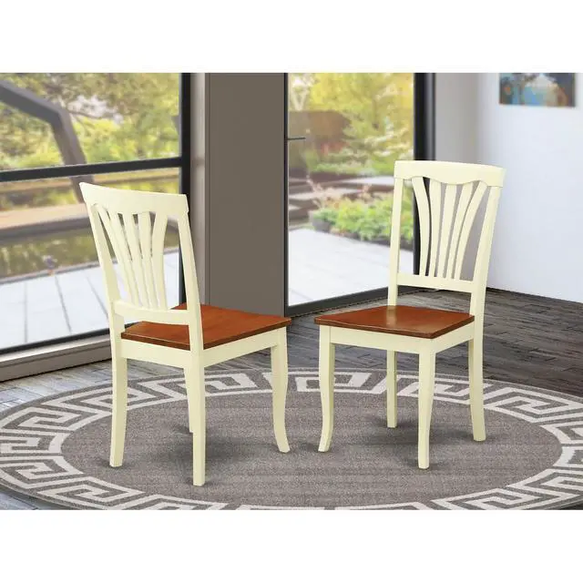 Alt view image 4 of 5 - Set of 2 Chairs AVC-WHI-W Avon Dining Chair Wood Seat - Buttermilk and Cherry Finish