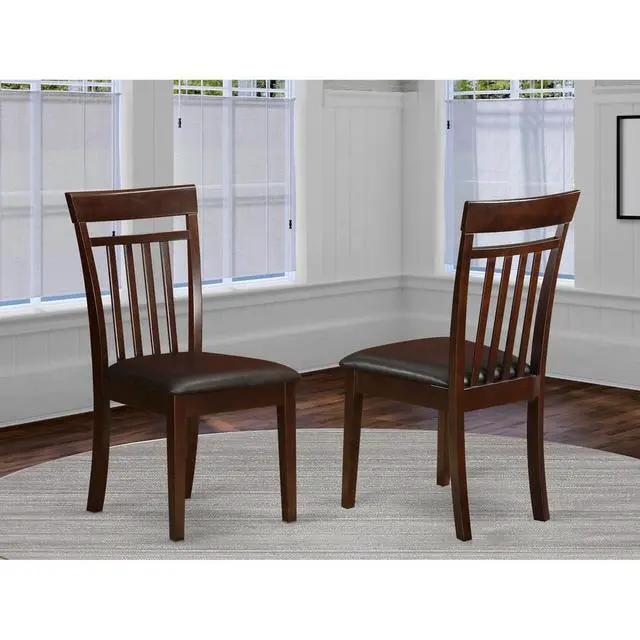 Alt view image 4 of 5 - Set of 2 Chairs CAC-MAH-LC Capri slat back Chair for dining room with Leather Upholstered Seat