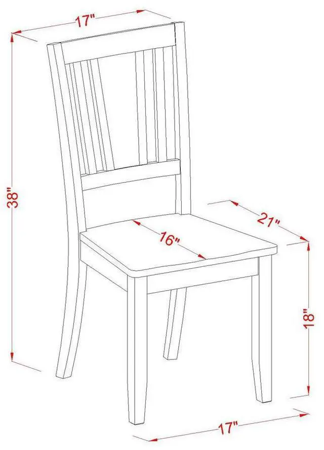 Alt view image 5 of 5 - Set of 2 Chairs DUC-MAH-W Dudley Dining Chair with Wood Seat in Mahogany Finish