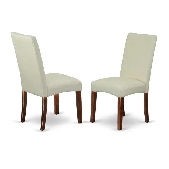 Alt view image 3 of 4 - Set of 2 Chairs DRP3T01 Parson Chair with Mahogany Finish Leg and Linen fabric- Cream Color