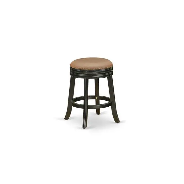 Alt view image 4 of 6 - DVS024-112 Devers Swivel Backless Barstool 24'' Seat Height With Black Leg And F12-12 Pu Leather Brown Roast