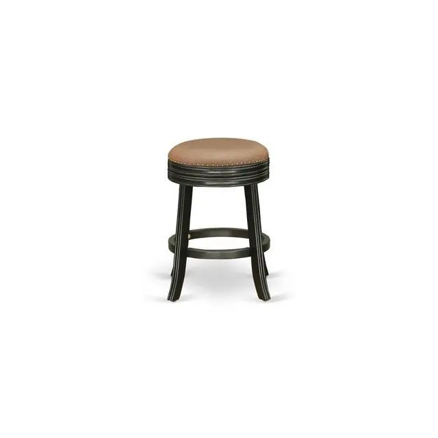 Alt view image 6 of 6 - DVS024-112 Devers Swivel Backless Barstool 24'' Seat Height With Black Leg And F12-12 Pu Leather Brown Roast