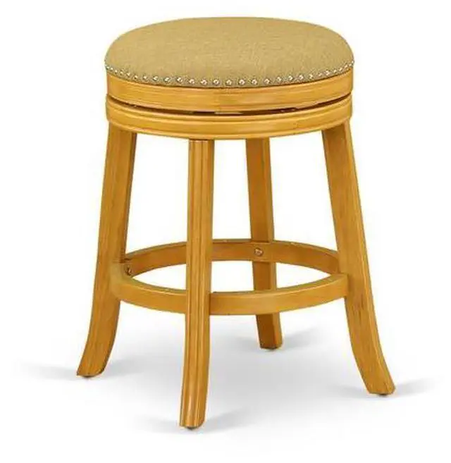 Alt view image 4 of 6 - DVS024-416 Devers Swivel Backless Barstool 24'' Seat Height With Oak Leg And F12-16 Pu Leather Vegas Gold