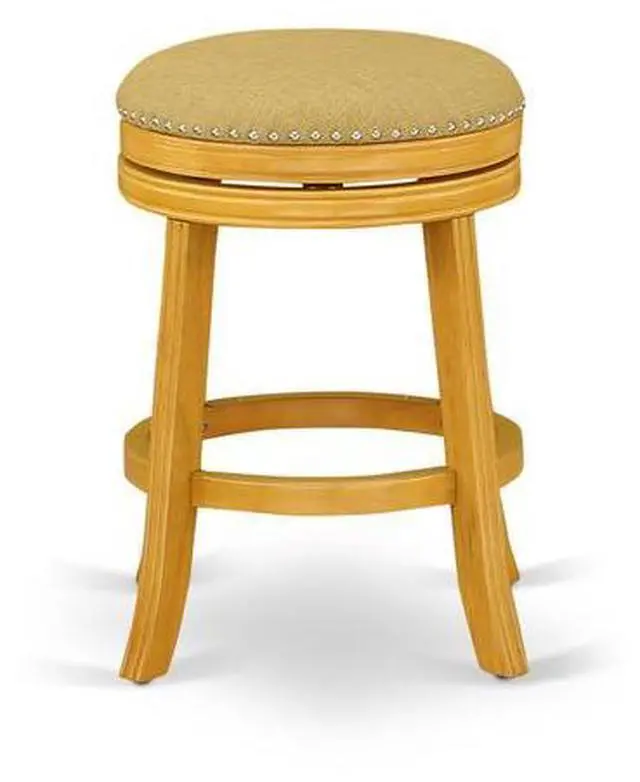 Alt view image 5 of 6 - DVS024-416 Devers Swivel Backless Barstool 24'' Seat Height With Oak Leg And F12-16 Pu Leather Vegas Gold