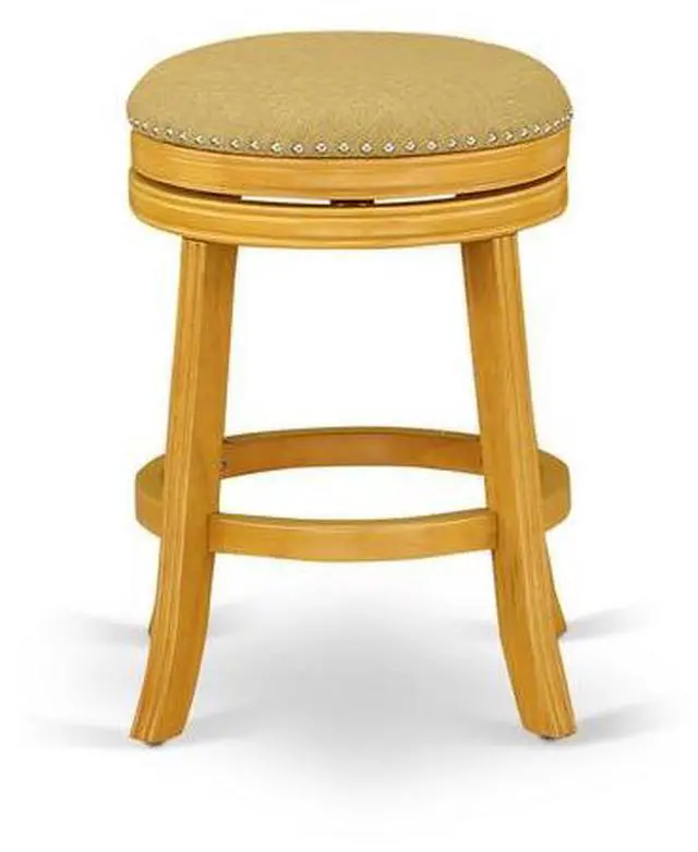 Alt view image 6 of 6 - DVS024-416 Devers Swivel Backless Barstool 24'' Seat Height With Oak Leg And F12-16 Pu Leather Vegas Gold