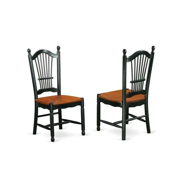 Alt view image 3 of 4 - Set of 2 Chairs DOC-BCH-W Dover Dining Room Chairs With Wood Seat - Finished in Black and Cherry