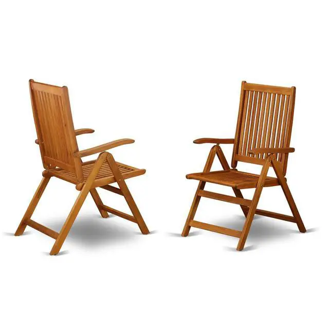 Alt view image 3 of 4 - Set of 2 Chairs BCNC5NA 5 Position Outdoor-Furniture folding arm Chair made from Solid Acacia Wood -Set of two