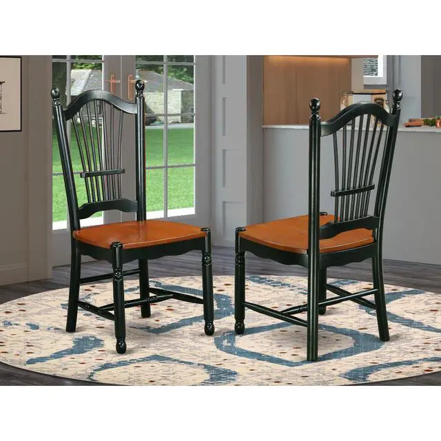 Alt view image 4 of 4 - Set of 2 Chairs DOC-BCH-W Dover Dining Room Chairs With Wood Seat - Finished in Black and Cherry