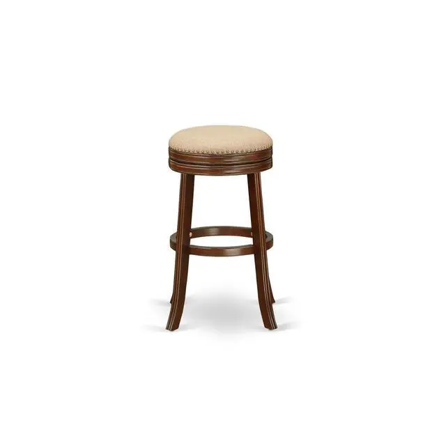 Alt view image 6 of 6 - DVS030-303 Devers Swivel Backless Barstool 30'' Seat Height With Mahogany Leg And F12-03 Pu Leather Mocha
