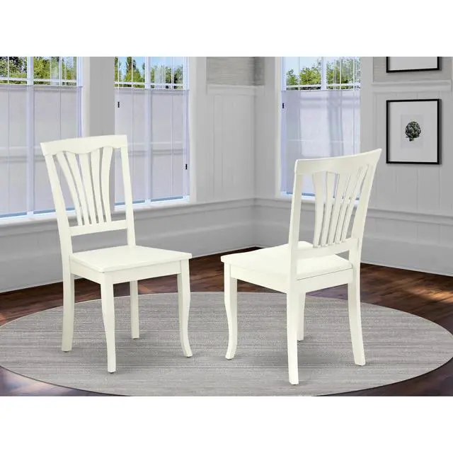 Alt view image 4 of 4 - Set of 2 Chairs AVC-LWH-W Avon Chair for dining room with wood Seat - Linen WhiteFinish