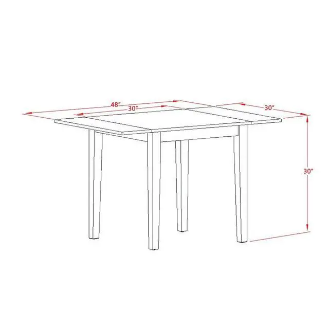 Alt view image 4 of 5 - NDT-LWH-T Norden Rectangular Table 30"X48" With 2 Drop Leaves In Linen White Finish
