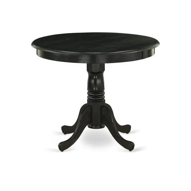Alt view image 8 of 9 - ANT-ABK-TP Antique Dining Table Made of Rubber Wood, 36 Inch Round, Wirebrushed Black Finish