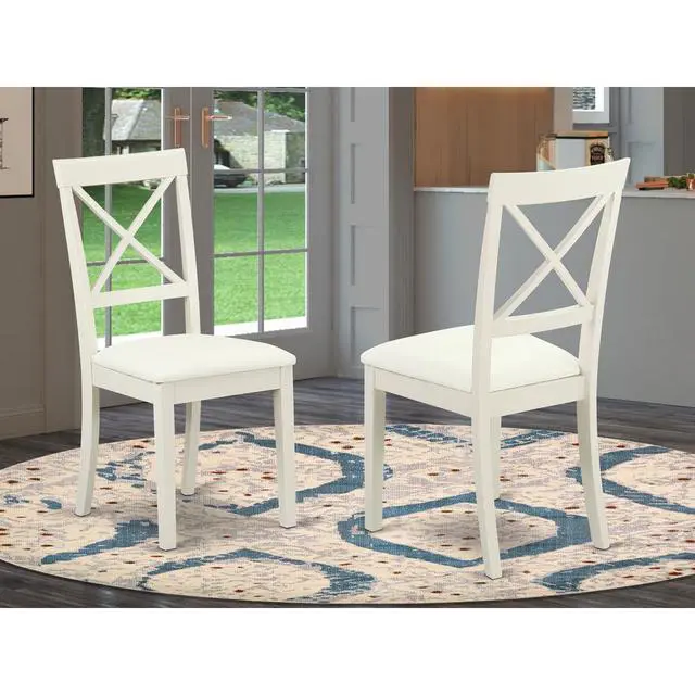 Alt view image 4 of 4 - Set of 2 Chairs BOC-WHI-LC Boston X- back Chair for dining room with Faux Leather Seat