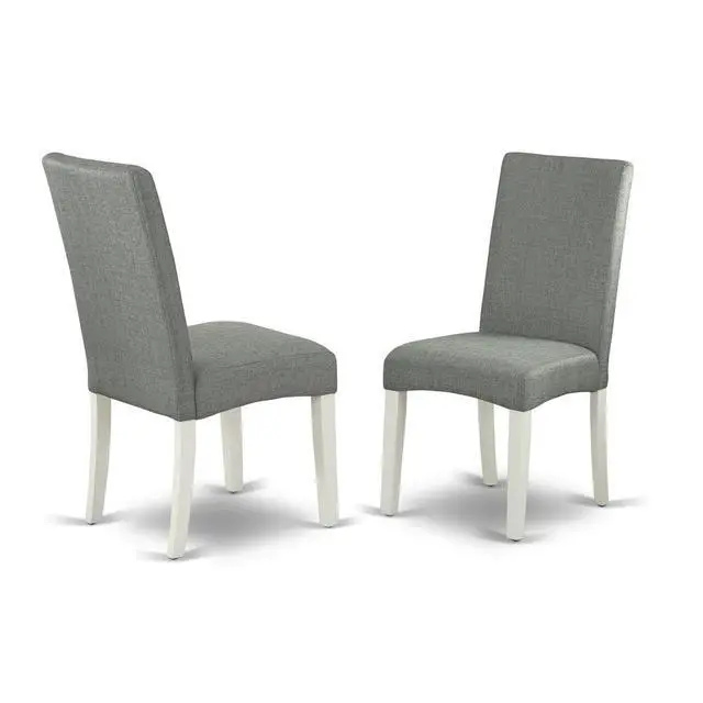 Alt view image 3 of 4 - Set of 2 Chairs DRP2T07 Parson Chair with Linen White Finish Leg and Linen fabric- Gray Color