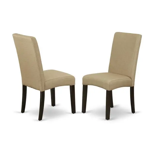Alt view image 3 of 4 - Set of 2 Chairs DRP5T03 Parson Chair with Cappuccino Finish Leg and Linen fabric- Brown Color