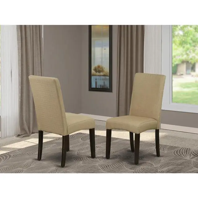 Alt view image 4 of 4 - Set of 2 Chairs DRP5T03 Parson Chair with Cappuccino Finish Leg and Linen fabric- Brown Color