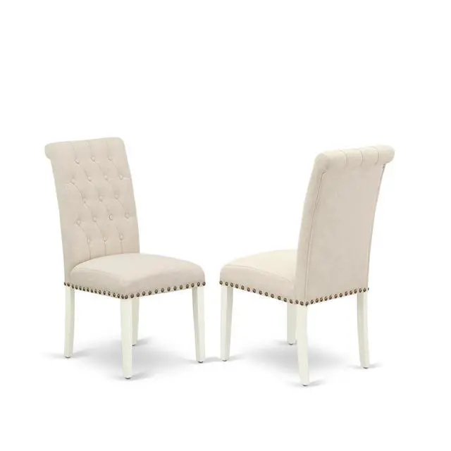 Alt view image 3 of 4 - Set of 2 Chairs BRP2T02 Bremond Parson Chair With Linen White Leg And Linen Fabric Light Beige
