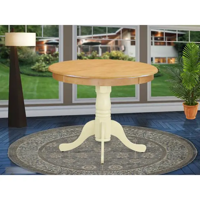 Alt view image 5 of 6 - ANT-OMK-TP Antique Table 36" Round in Oak and Buttermilk Finish