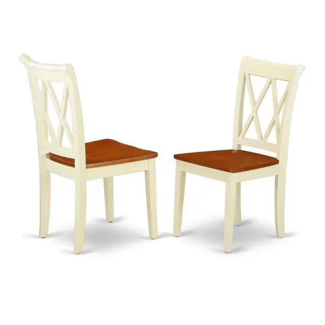 Alt view image 3 of 4 - Set of 2 Chairs CLC-BMK-W Clarksville Double X-back chairs in Buttermilk & Cherry finish