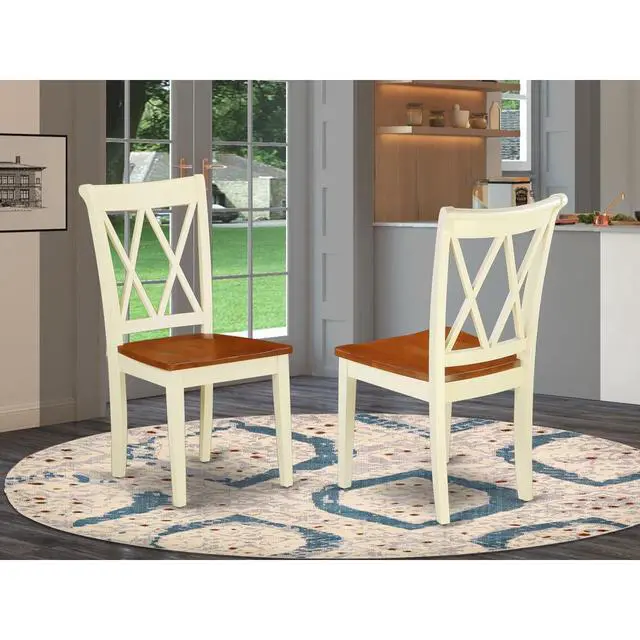 Alt view image 4 of 4 - Set of 2 Chairs CLC-BMK-W Clarksville Double X-back chairs in Buttermilk & Cherry finish