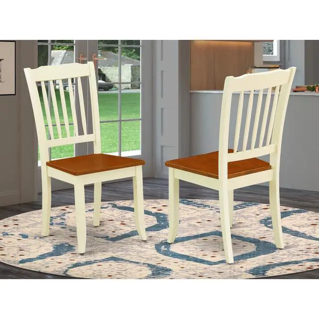 Alt view image 4 of 4 - Set of 2 Chairs DAC-BMK-W Danbury vertical slatted back chairs in buttermilk finish