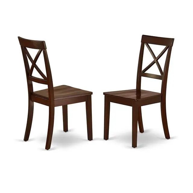 Alt view image 3 of 4 - Set of 2 Chairs BOC-MAH-W Boston Chair Wood Seat in Black and Cherry Finish