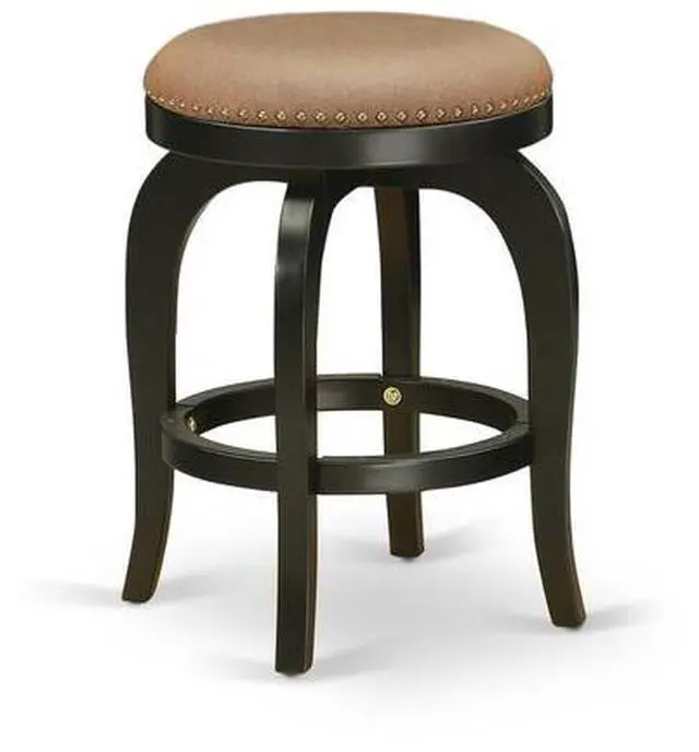 Alt view image 4 of 6 - BFS024-112 Bedford Swivel Backless Barstool 24'' Seat Height With Black Leg And Pu Leather Brown Roast