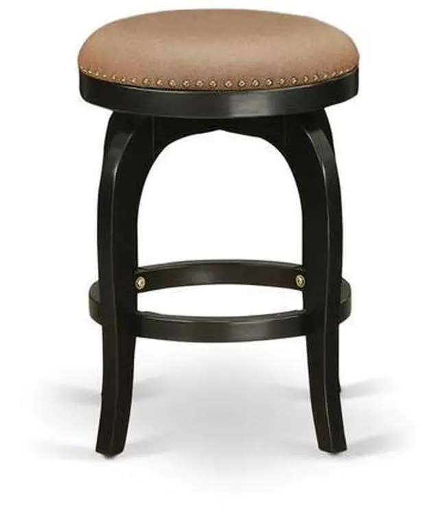 Alt view image 6 of 6 - BFS024-112 Bedford Swivel Backless Barstool 24'' Seat Height With Black Leg And Pu Leather Brown Roast