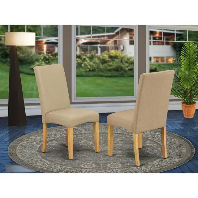 Alt view image 4 of 4 - Set of 2 Chairs DRP4T16 Parson Chair with Oak Finish Leg and Linen fabric- Dark Khaki Color