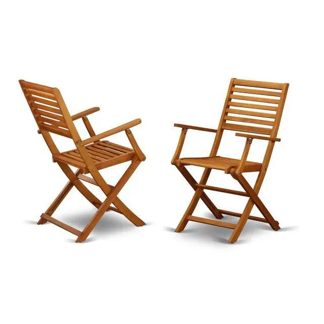 Alt view image 3 of 4 - Set of 2 Chairs BBSCANA Solid Acacia Wood Outside patio Folding Chair With Arm Rest -Set of two