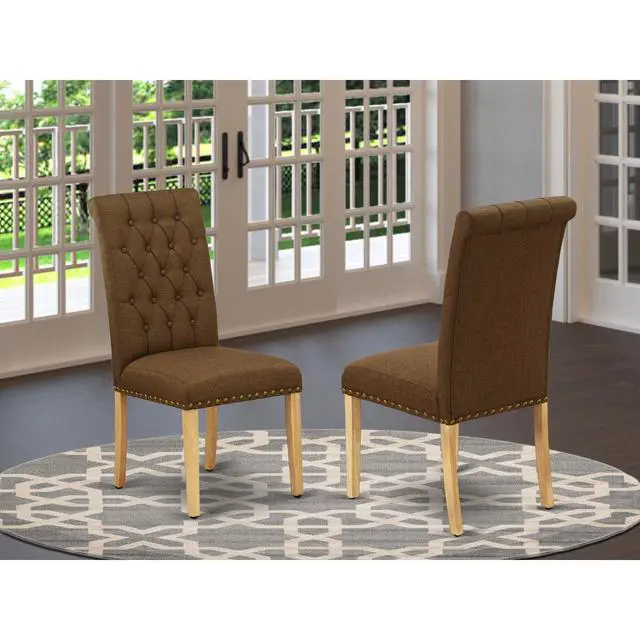 Alt view image 4 of 4 - Set of 2 Chairs BRP4T18 Bremond Parson Chair With Oak Leg And Linen Fabric