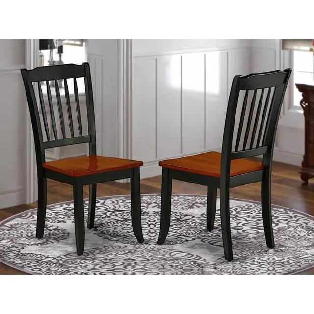 Alt view image 4 of 4 - Set of 2 Chairs DAC-BCH-W Danbury vertical slatted back chairs in Black & Cherry finish