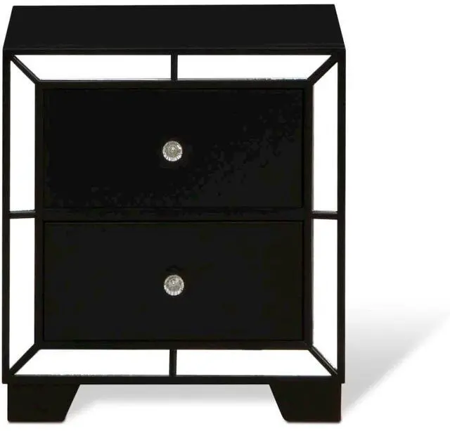 Alt view image 3 of 4 - East West Furniture NEN-11 Nella Wood Nightstand with 2 Drawers for any Bedroom - Black Legs